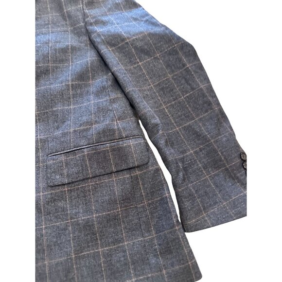 LAUREN RALPH LAUREN Mens Gray Tan Wool Plaid Blazer Size 44R - Picture 2 of 7